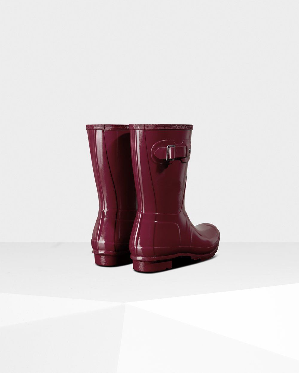 Hunter Original Gloss Short Rain Boots - Discount Womens Claret/Red - SRGOKL718